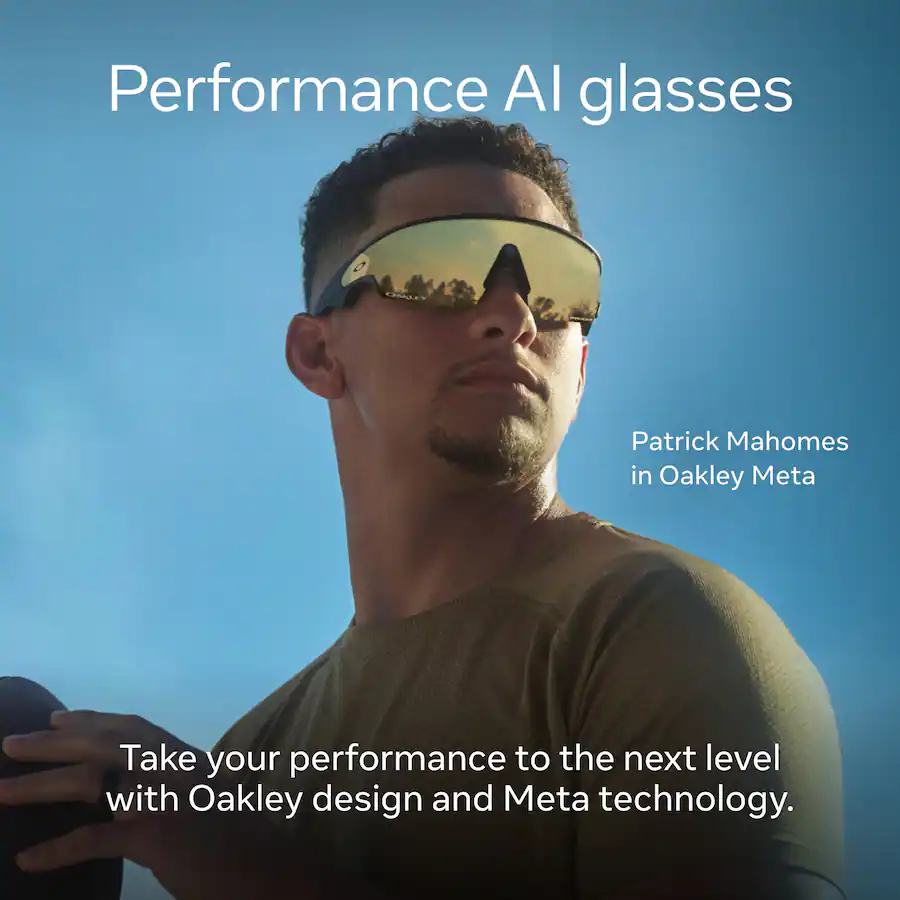 Performance AI glasses Patrick Mahomes in Oakley Meta Take your performance to the next level with Oakley design and Meta technology.