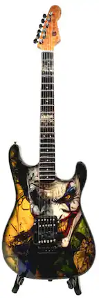 Front. PopMarket - The Mini Axe - Joker II - Mini Guitar Replica Collectible - COLLECTIBLES - Multicolor.