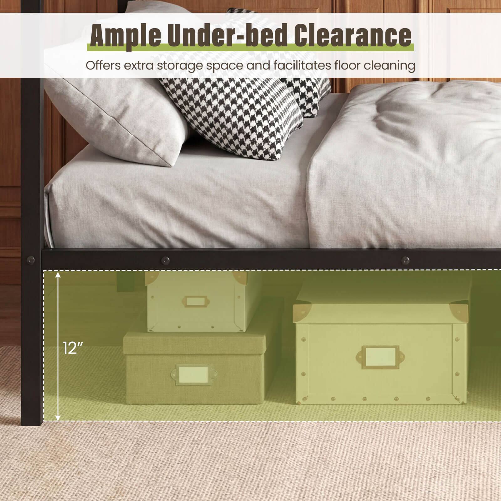 Ample Under-bed Clearance  
Offers extra storage space and facilitates floor cleaning  
12"