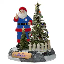 The Memory Company - Texas Rangers Santa Figurine with LED Tree - Multicolor