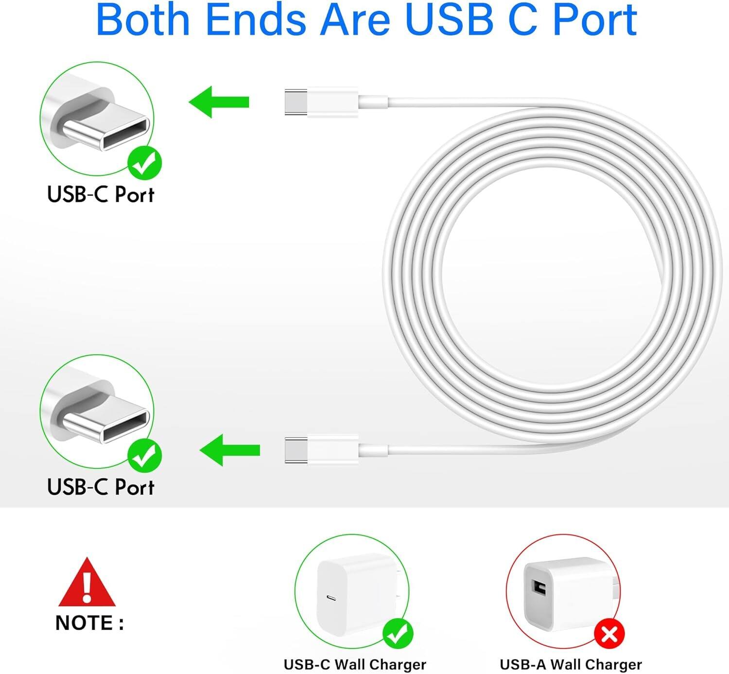 Both Ends Are USB C Port

USB-C Port

USB-C Port

NOTE: USB-C Wall Charger x USB-A Wall Charger