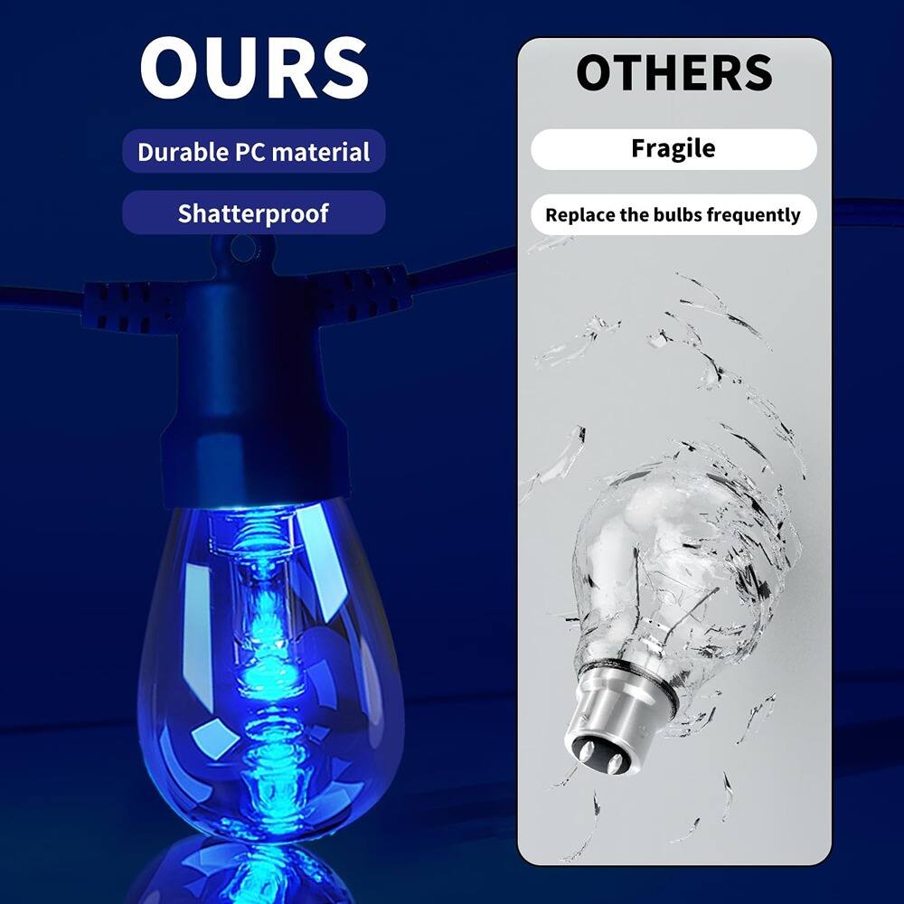 **OURS**

- Durable PC material
- Shatterproof

**OTHERS**

- Fragile
- Replace the bulbs frequently