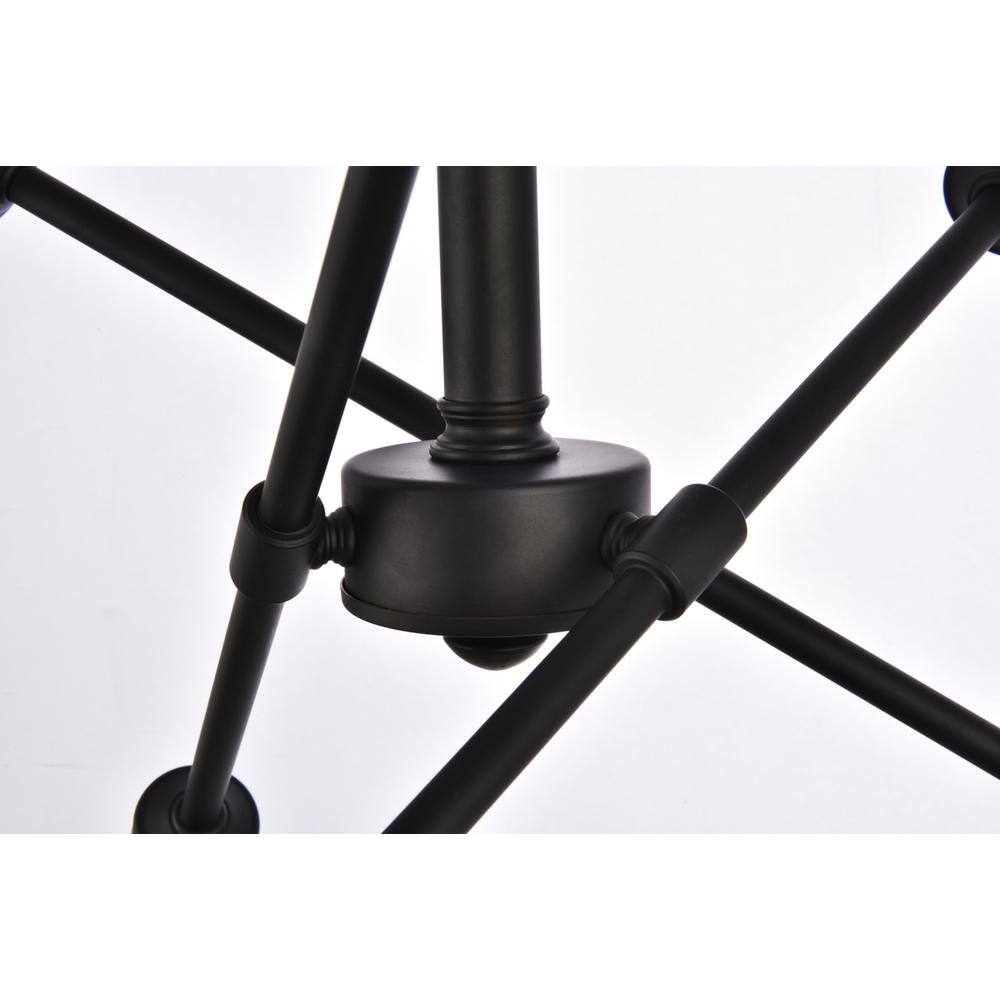 Alt View 3. Living District - Axel 6 lights black pendant with hanging rod - Black.