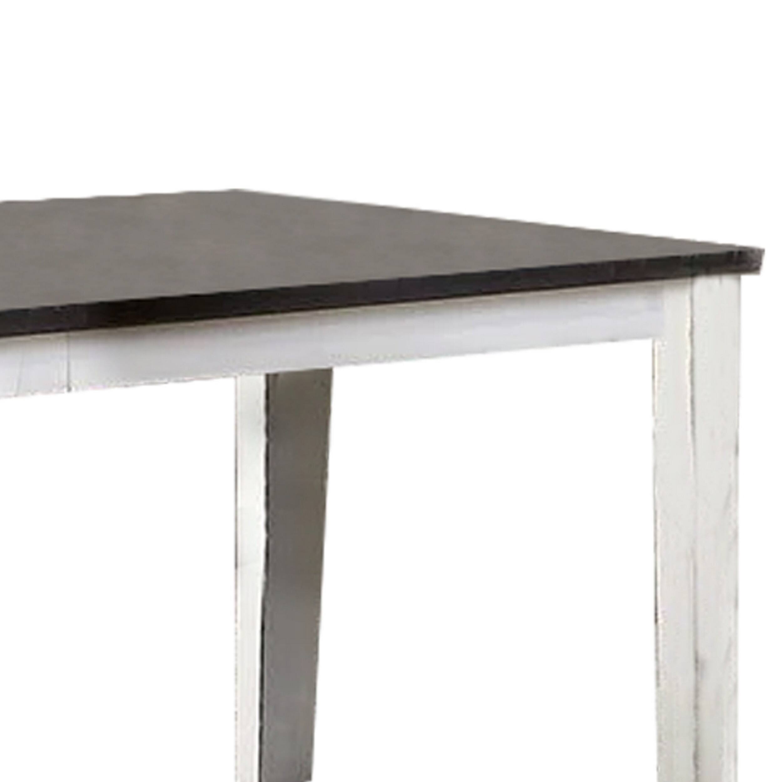 Alt View 1. Manhattan Lane - Ben 60-78 Inch Extendable Rectangular Dining Table, Brown Top, White Base - White, Brown.