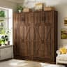 Aheaplus - 2-Pack 71" Tall Farmhouse Storage Cabinets - Barn Doors & Adjustable Shelves for Dining Room, Bathroom - Brown