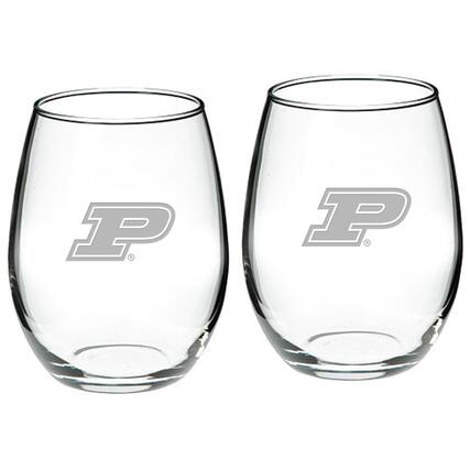Front. Jardine - Purdue Boilermakers 2-Piece 21oz. Stemless Wine Glass Set - Multicolor.