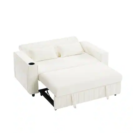 Front. Boyel Living - 61.4 inch Pull-out Sofa Bed Modern Sleeper Sofa with Adjustable Backrest for Living Room Beige - Beige.