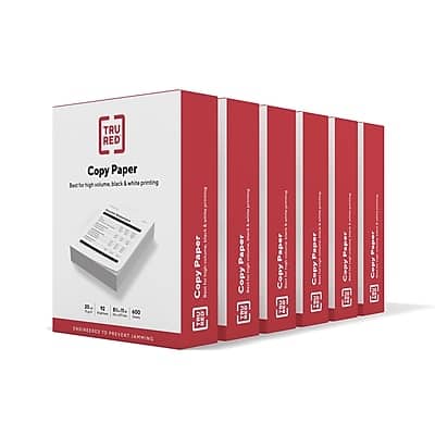 TRU RED Copy Paper  
Best for high-volume black & white printing  

Copy Paper  
Copy Paper  
Copy Paper  
Copy Paper  
Copy Paper  
Copy Paper  

20 1 E 400 ERDNEERED 10 PREVENT  

Enhanced to prevent jamming