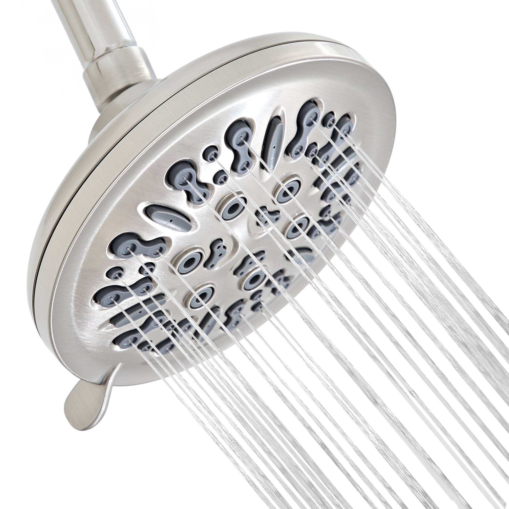 Angle. Akicon - Akicon Adjustable High Pressure Shower head with 8-Setting Anti-Clogging Nozzles 2.5 gpm in Brushed Nickel - Brushed Nickel.