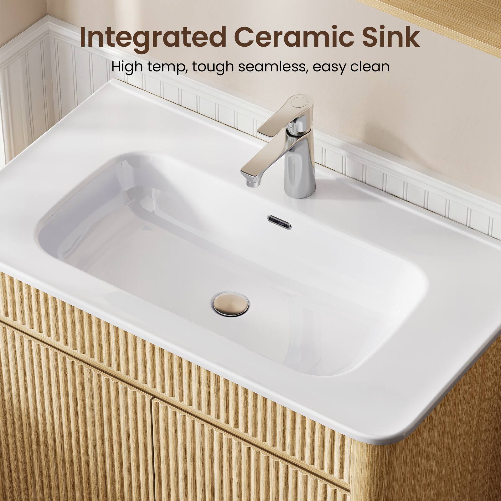 Integrated Ceramic Sink  
High temp, tough seamless, easy clean
