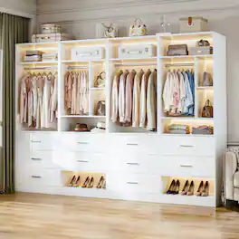 Aheaplus - 4-Pack 24" Freestanding Closet Organizer Set - Heavy-Duty Storage with 10 Drawers, 4 Hanging Rods & 14 Shelves,4 pcs - White