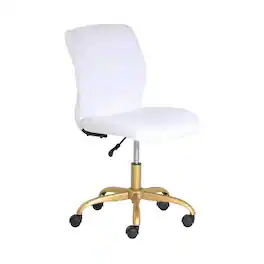 Mainstays - Luxurious Plush Velvet Office Chair with Ergonomic Design and Adjustable Base for Stylish Home Workspace - Gold