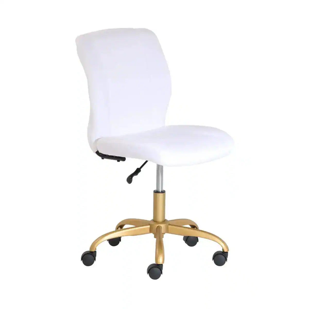 Front. Mainstays - Luxurious Plush Velvet Office Chair with Ergonomic Design and Adjustable Gold Base for Stylish Home Workspace - Gold.