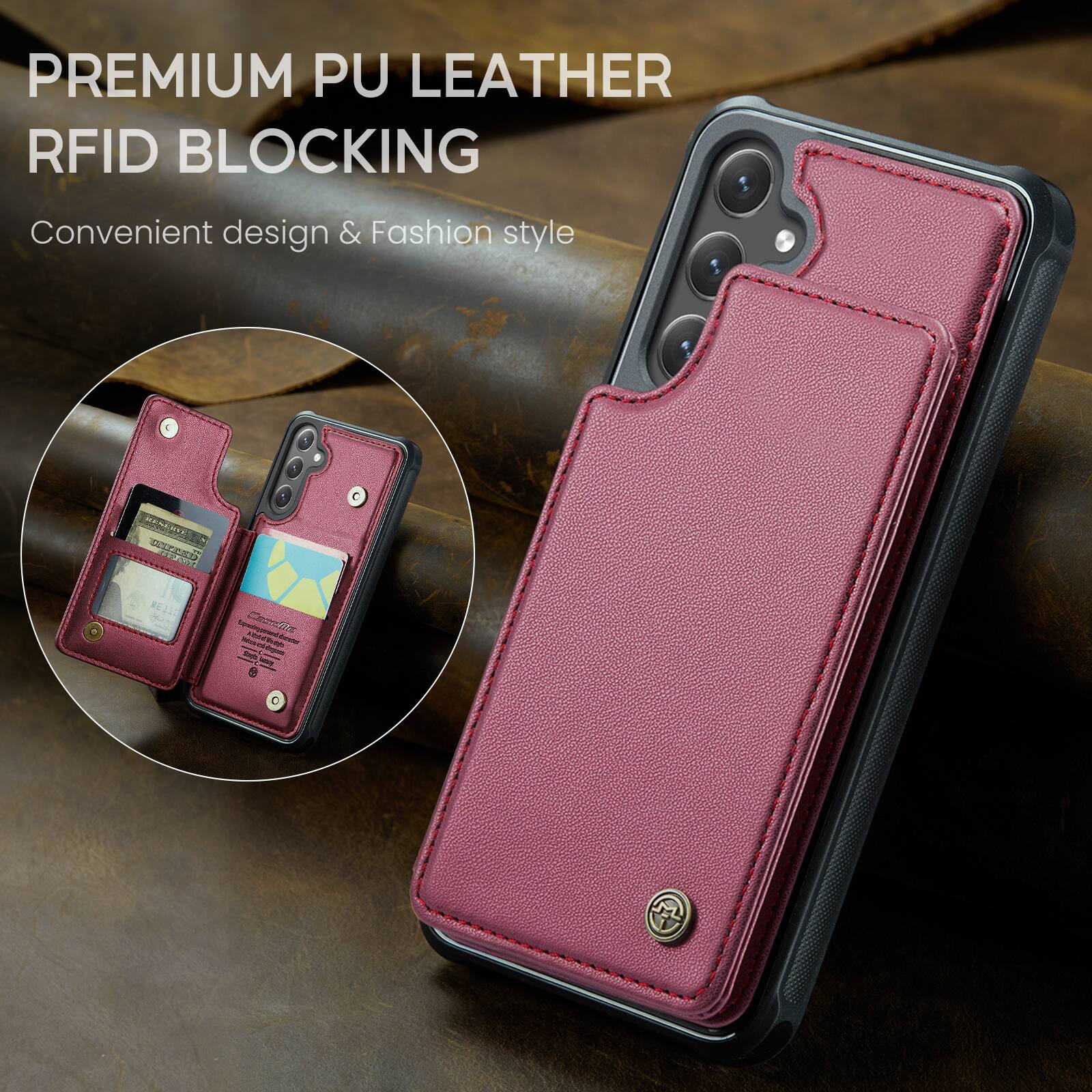 PREMIUM PU LEATHER RFID BLOCKING  
Convenient design & Fashion style