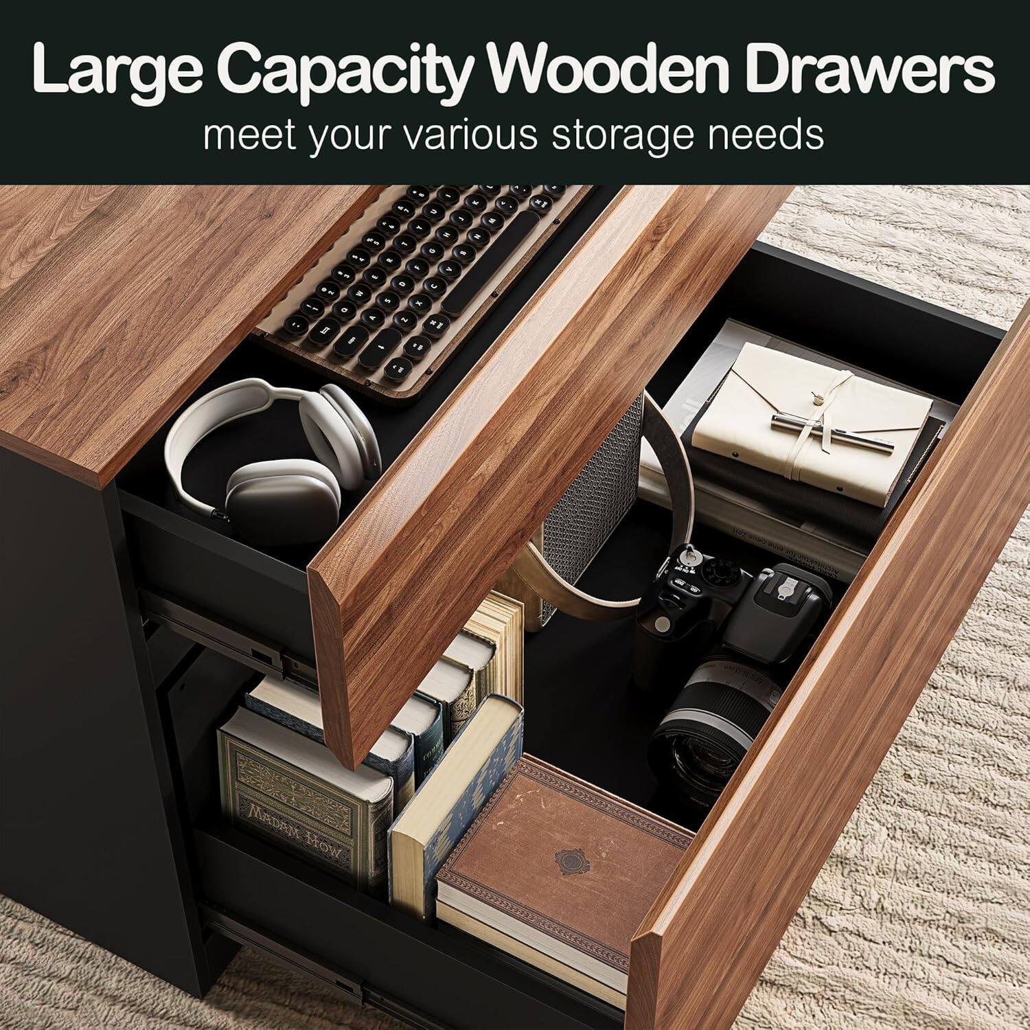 Large Capacity Wooden Drawers  
meet your various storage needs
