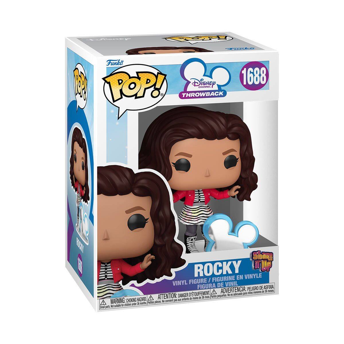 Funko POP! Disney 1688 Throwback Channel Rocky Vinyl Figure / Figurine en Vinyle / Figura de Vinil  
Shake it Up  
WARNING: CHOKING HAZARD - Small parts. Not for children under 3 years.  
ATTENTION: DANGER D'ÉTOUFFEMENT - Petites pièces. Ne convient pas aux enfants de moins de 3 ans.  
ADVERTENCIA: PELIGRO DE ASFIXIA - Piezas pequeñas. No es adecuado para menores de 3 años.