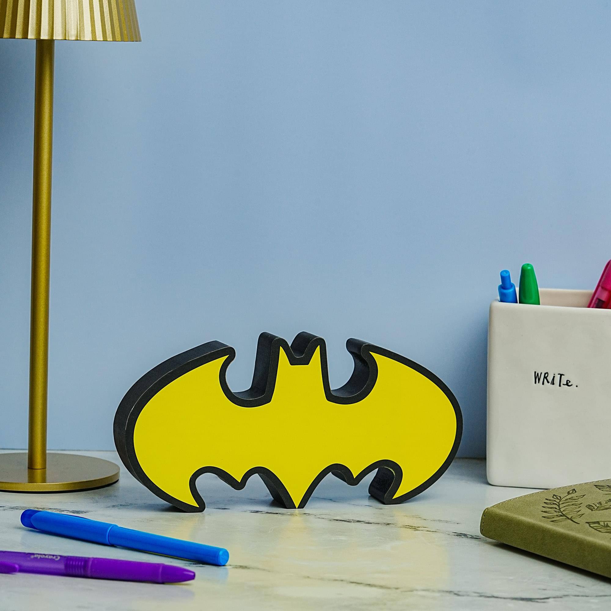 Alt View 10. DC Universe - DC Comics Batman Emblem Die-Cut Wooden Wall Art Sign | 4 x 8 Inches - Yellow.