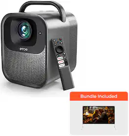 ETOE - Seal Pro 1080P Google TV Projector w/ Netflix Certified & 120'' Projection Screen-20W Dolby Audio, Auto Focus & Keystone - Black