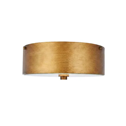Front. Living District - Hazen 2 light 12 inch Vintage Gold flush mount - Vintage Gold And White.