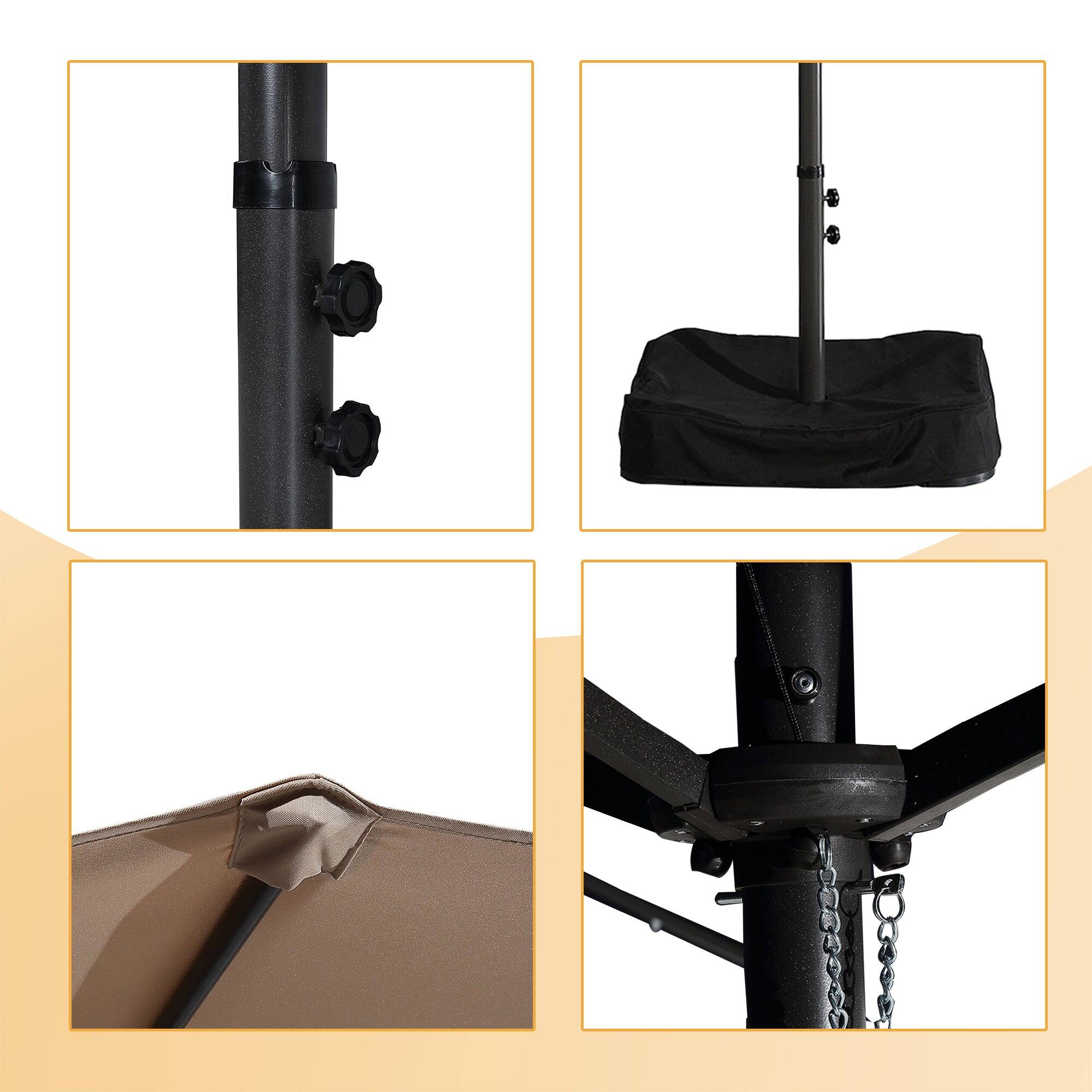 Alt View 8. Boyel Living - 15 FT Extra Large Double Sided Patio Market Umbrella with Base Fade Resistant UV Resistant - Tan.