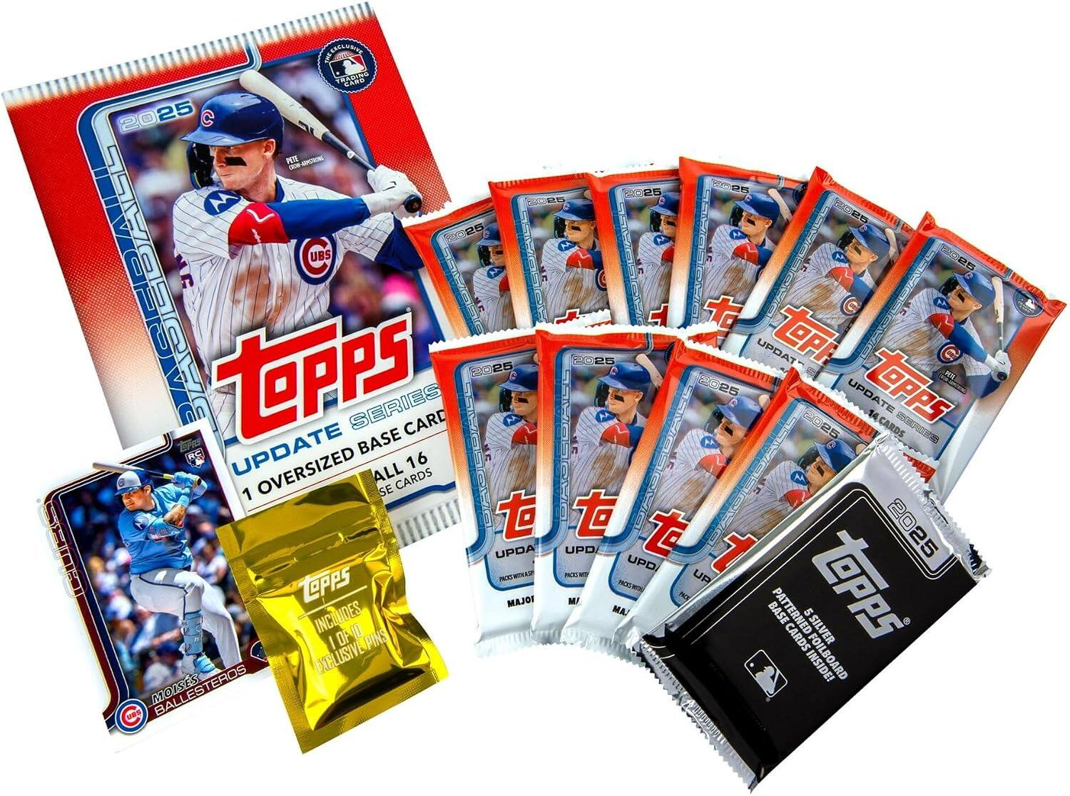 CACANSINE 1 THADUNG CARS 2025 C PETE 25 D5 M a5 SRS 25 UBS asc ASEBALL tOpPS SERIES 25 C 25 025 UPDAT tP UPDATE TOPPS 14 D HT CARD AA 2025 BASE 44 CARDS -G 9S UPDATE OVERSIZED ALL 16 SE CARDS 1 | CURIS UPDA UPD t 1 2025 UPD/ RS IA2 PRCC UP LOPPS NCE TOPPS MAJOI M/ INCLUDES MA/ BASE PATTERNED 5 I OF Il PINS CARDS S SILVER XCLUSIVE INSIDE! MOISS BALLESTEROS UES Mandado mA