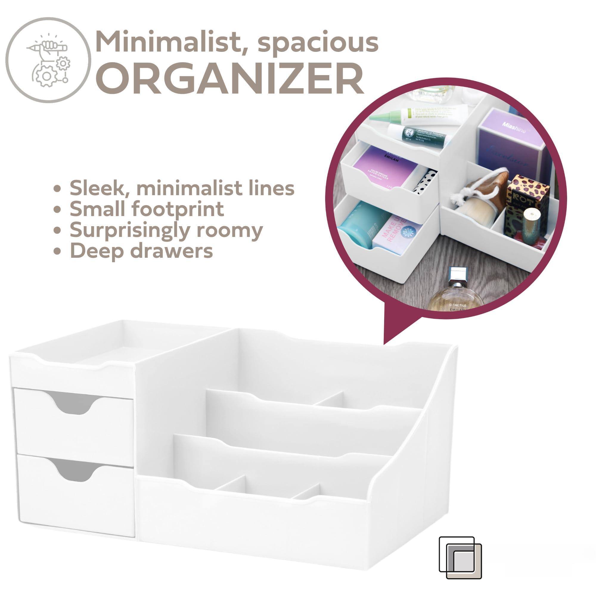 Minimalist, spacious ORGANIZER

- Sleek, minimalist lines
- Small footprint
- Surprisingly roomy
- Deep drawers