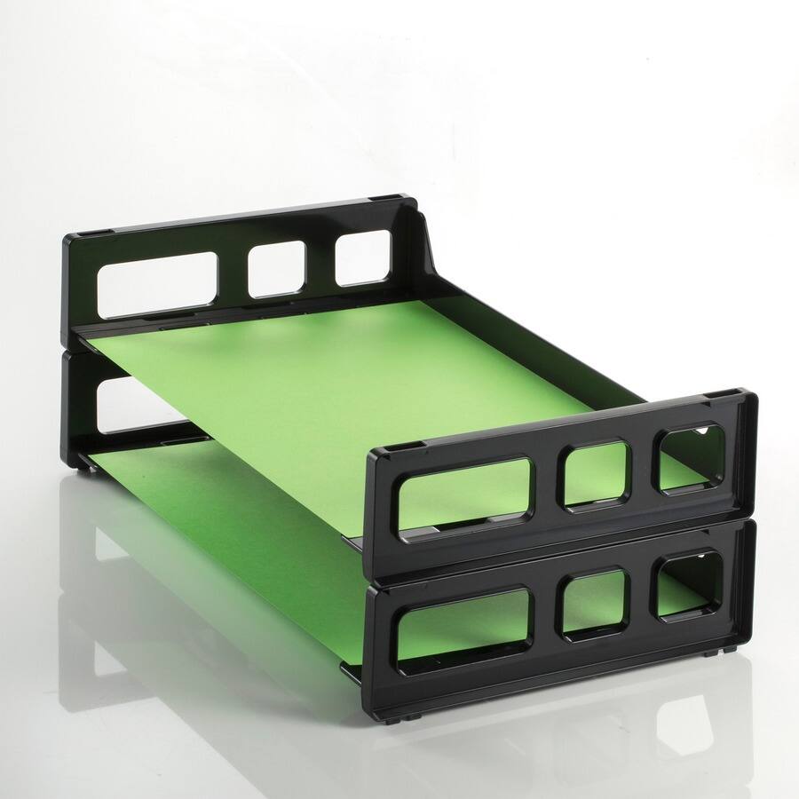 Angle. Officemate - Officemate Side Load Letter Tray - 2.75" Height x 13.18" Width x 9" Depth - Desktop - Stackable Durable - Black - Plasti.