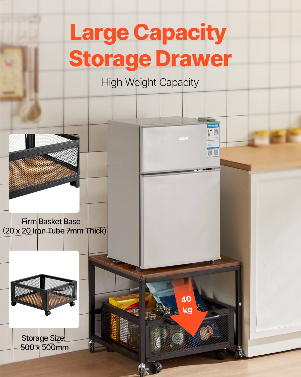 Large Capacity Storage Drawer High Weight Capacity

BUT AUX
Firm Basket Base (20 X 20 Iron Tube 7mm Thick)
40 kg
Storage Size: 500 X 500mm