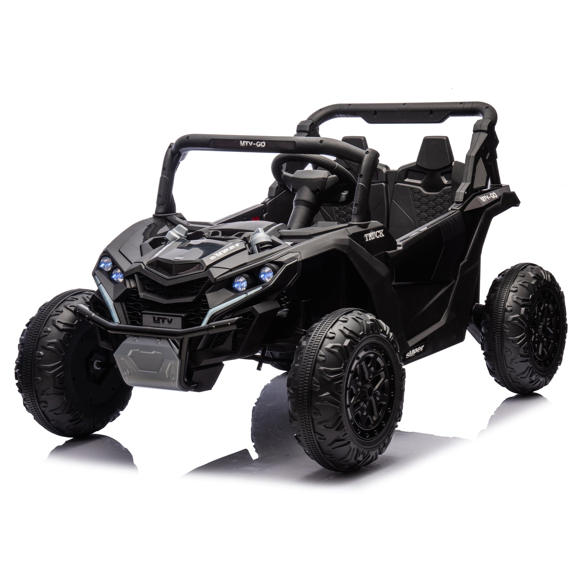 Boyel Living - 3+ 24V TwoSeater Kids Ride On UTV with Parents Remote Control Twin 80W Motor - Black