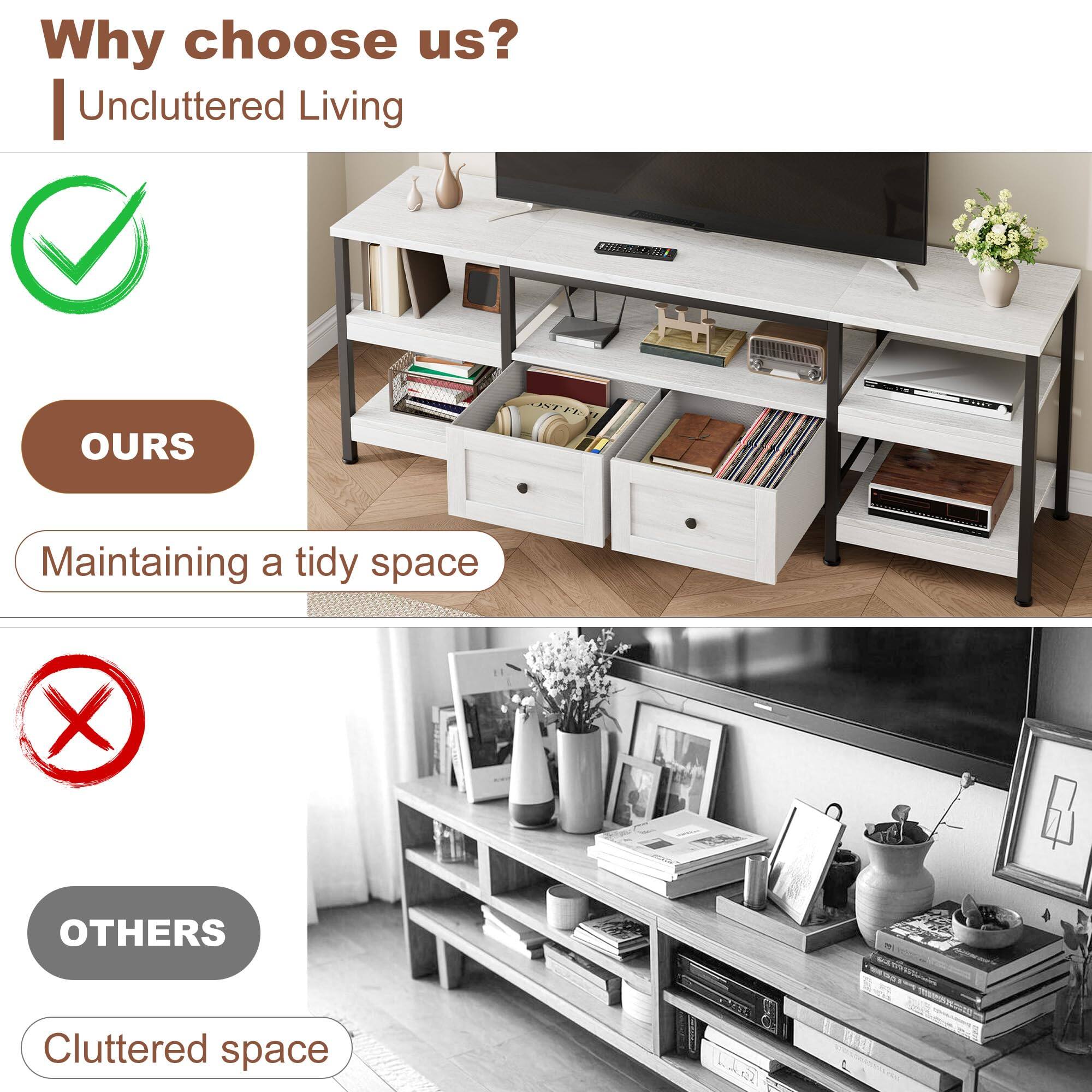 Why choose us?  
Uncluttered Living

OURS  
Maintaining a tidy space

OTHERS  
Cluttered space