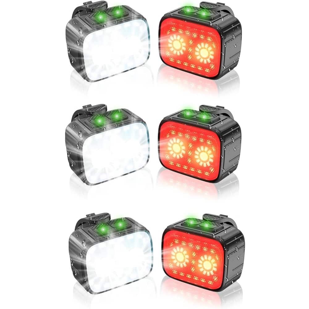 RTMB - Rechargeable Bike Light Set, Front & Rear, Super Bright & Waterproof - Black