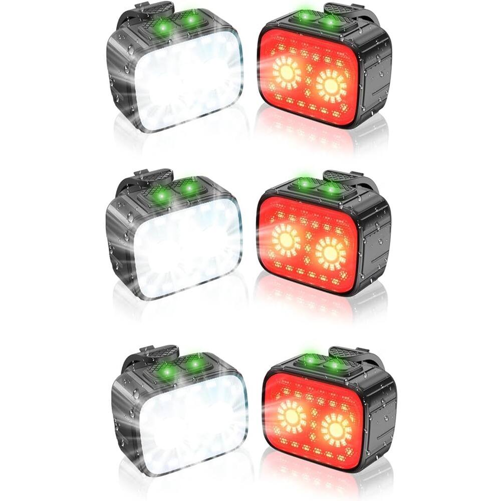 Front. RTMB - Rechargeable Bike Light Set, Front & Rear, Super Bright & Waterproof - Black.