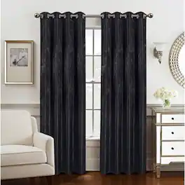 Olivia Gray - Roxy Two Tone Jacquard Grommet Blackout Curtain Panel - Elegant Design - Black