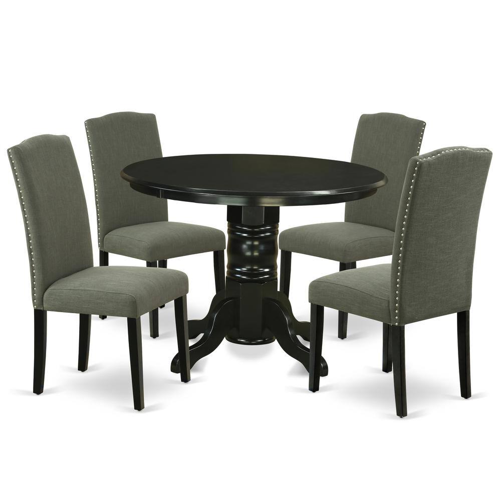 Back. East West Furniture - Dining Room Set Black - Brown.