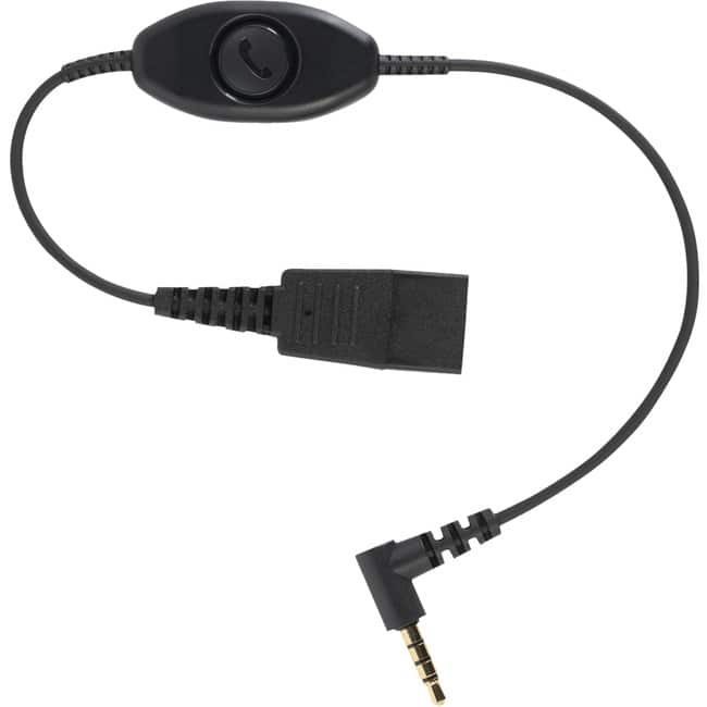 Jabra - Quick Disconnect (qd) to 3.5mm Phone Cord (0.3m) - Mini-phone/Quick Disconnect Audio Cable for Audio Device