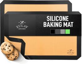 Zulay Kitchen - 16.5"x11.6" 2-Pack Silicone Baking Mat - Reusable Nonstick Baking Sheet - Black