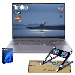 Lenovo - ThinkBook 16'' FHD+ Gen 7 Laptop - AMD Ryzen 5 7533HS with 32GB Memory - 1TB SSD - Fingerprint - PCO Laptop Cooler - Gray