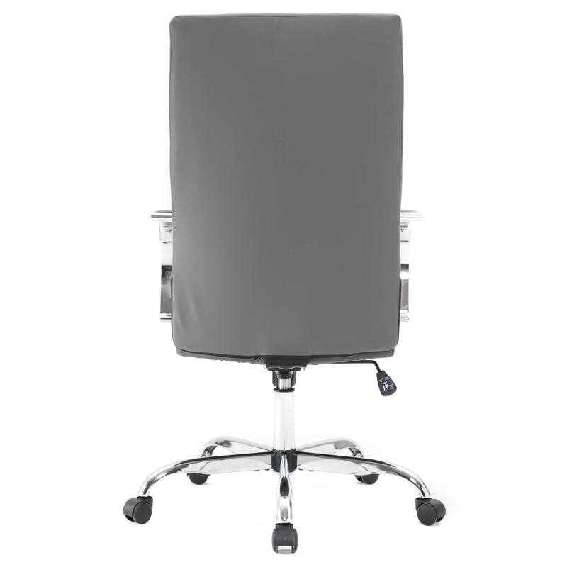 Alt View 7. LeisureMod - Sonora High-Back Leather Office Chair with Adjustable Height, Swivel, and Tilt, Desk, Conference Room, or Home Office - Grey.