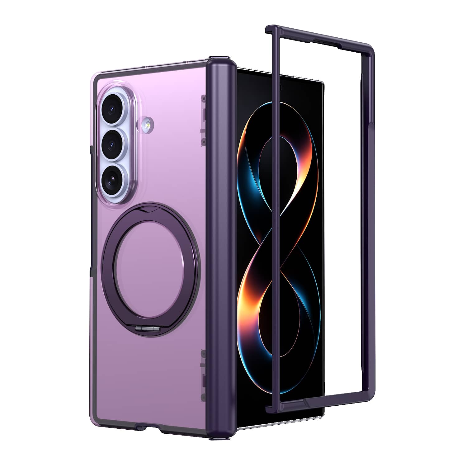 Dteck - Magnetic Case for Samsung Galaxy Z Fold8 Ultra with Aluminum Stand, Matte Shockproof Auto Spring Hinge Protective Cover - Purple price history on PriceWatchPro