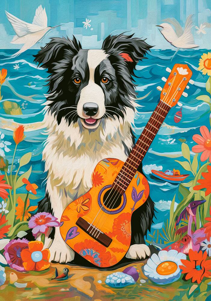 Angle. Castorland - CASTORLAND 500 Piece Jigsaw Puzzles, Collie, Guitar and the Sea, Animal puzzle, Dog, Pets, Adult Puzzle, B-54008 - Red.