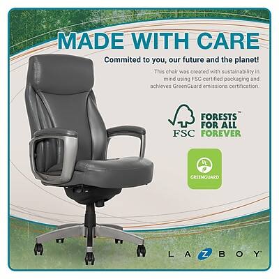 MADE WITH CARE  
Committed to you, our future and the planet!  
This chair was created with sustainability in mind using FSC-certified packaging and achieves GreenGuard emissions certification.  

FORESTS FOR ALL FSC FOREVER  
GREENGUARD  

LAZBOY