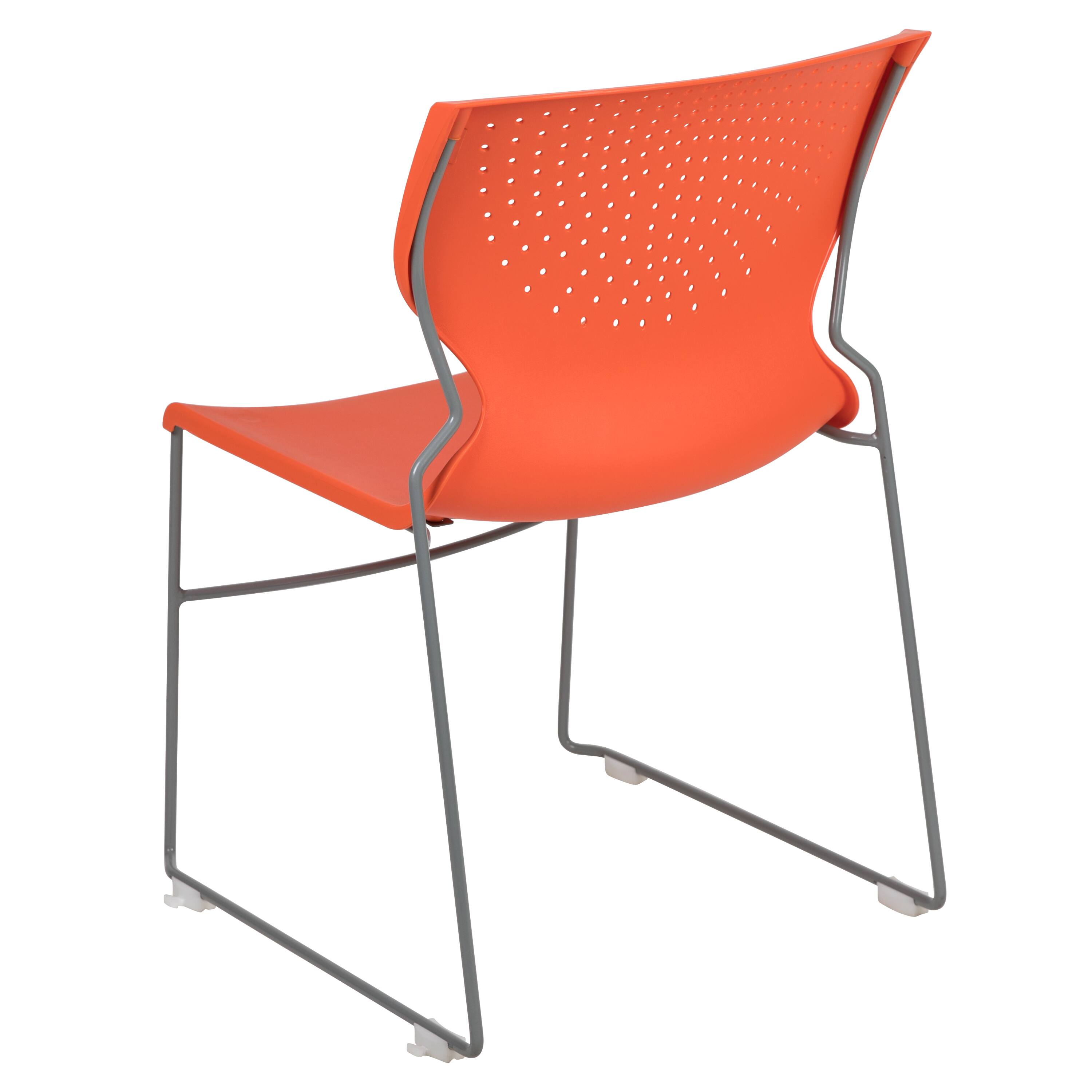 Alt View 5. Emma + Oliver - Home and Office Stack Chair with Lumbar Support and Metal Frame - Guest Chair - Orange.