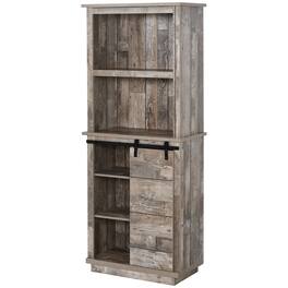 Homcom - Freestanding Rustic Kitchen Buffet with Hutch, Pantry Storage Cabinet with Sliding Barn Door, Adjustable Shelf - Vintage wood grain