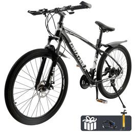 Topteng - 27.5 inch Mountain Bike for Adults - 21-Speed with Magnesium Alloy Wheels,Dual Disc Brakes,Front Suspension - Black&White