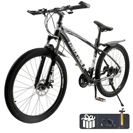 Front. Topteng - 27.5 inch Mountain Bike for Adults - 21-Speed with Magnesium Alloy Wheels, Dual Disc Brakes, Front Suspension - Black&White.