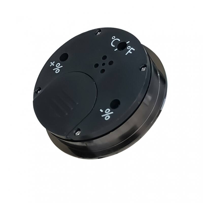 Left. Prestige - Small Digital Hygrometer with Calibration (Gun Metal) - Polished Gun Metal Bezel.