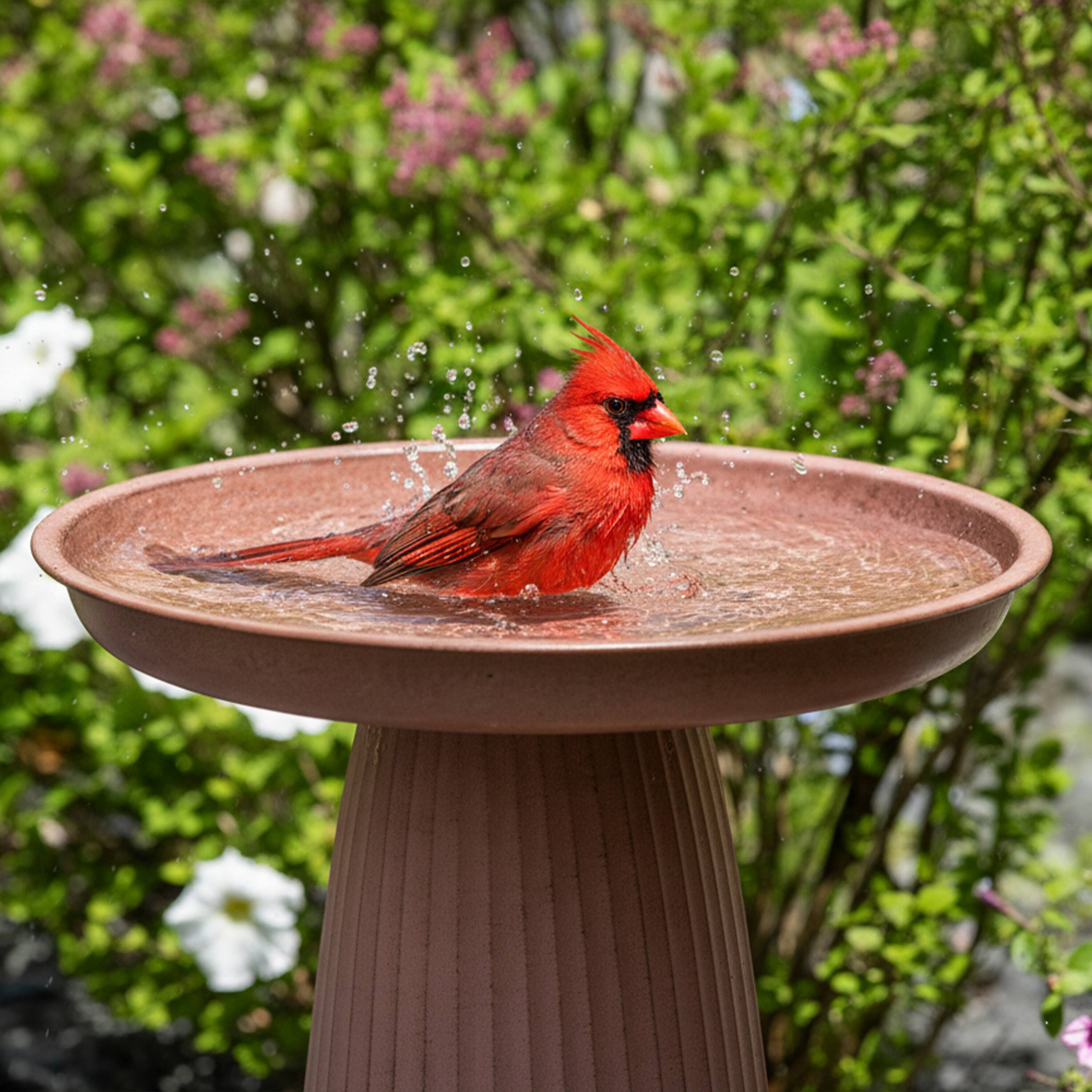 Alt View 7. Sunnydaze - Gleeful Garden Metal Outdoor Bird Bath - Matte Canyon Clay.