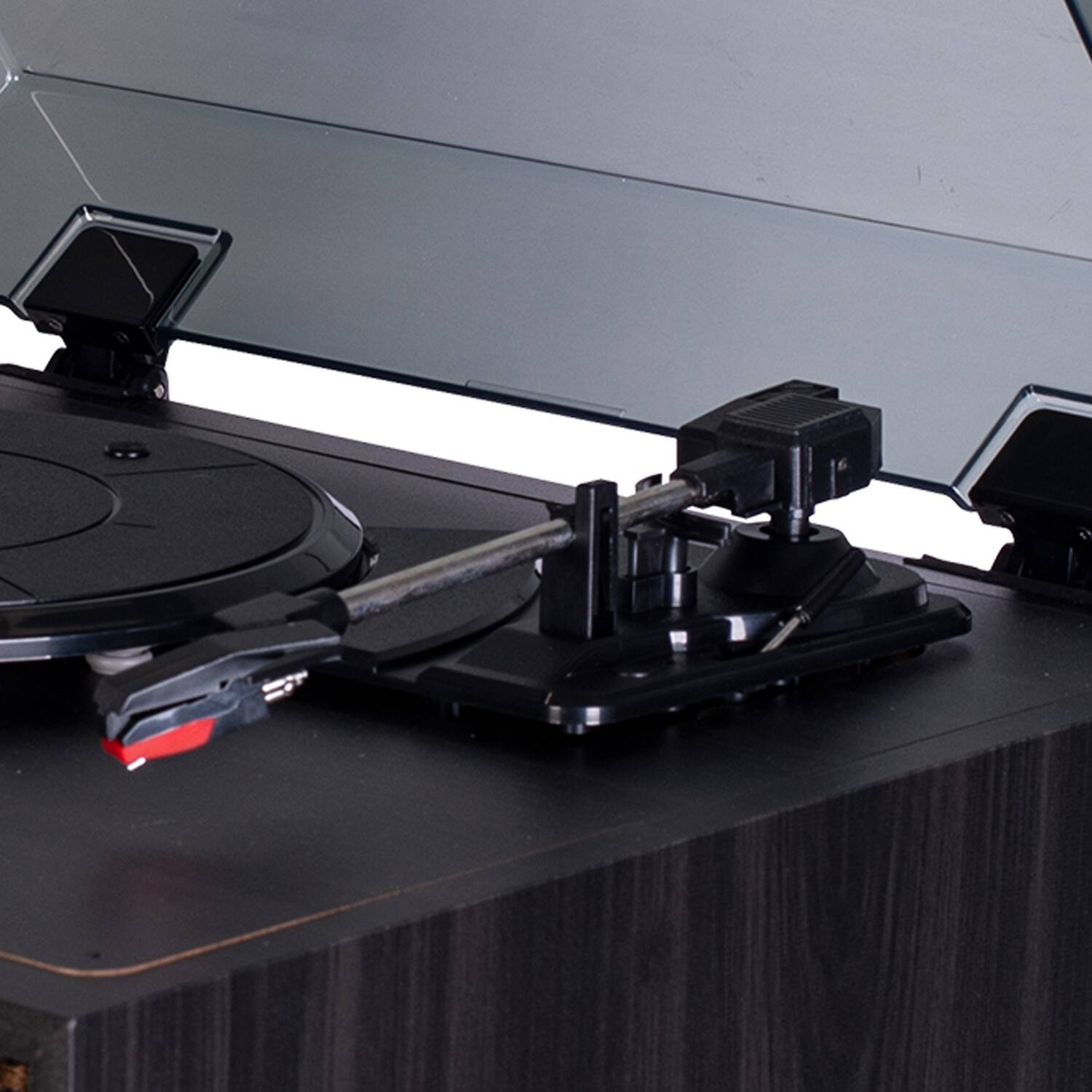 Back. Memorex - Nostalgic 7-in-1 Dual-Bluetooth Music Center with Turntable, AM/FM Radio, CD/Cassette Player JC-3719AA - Black.