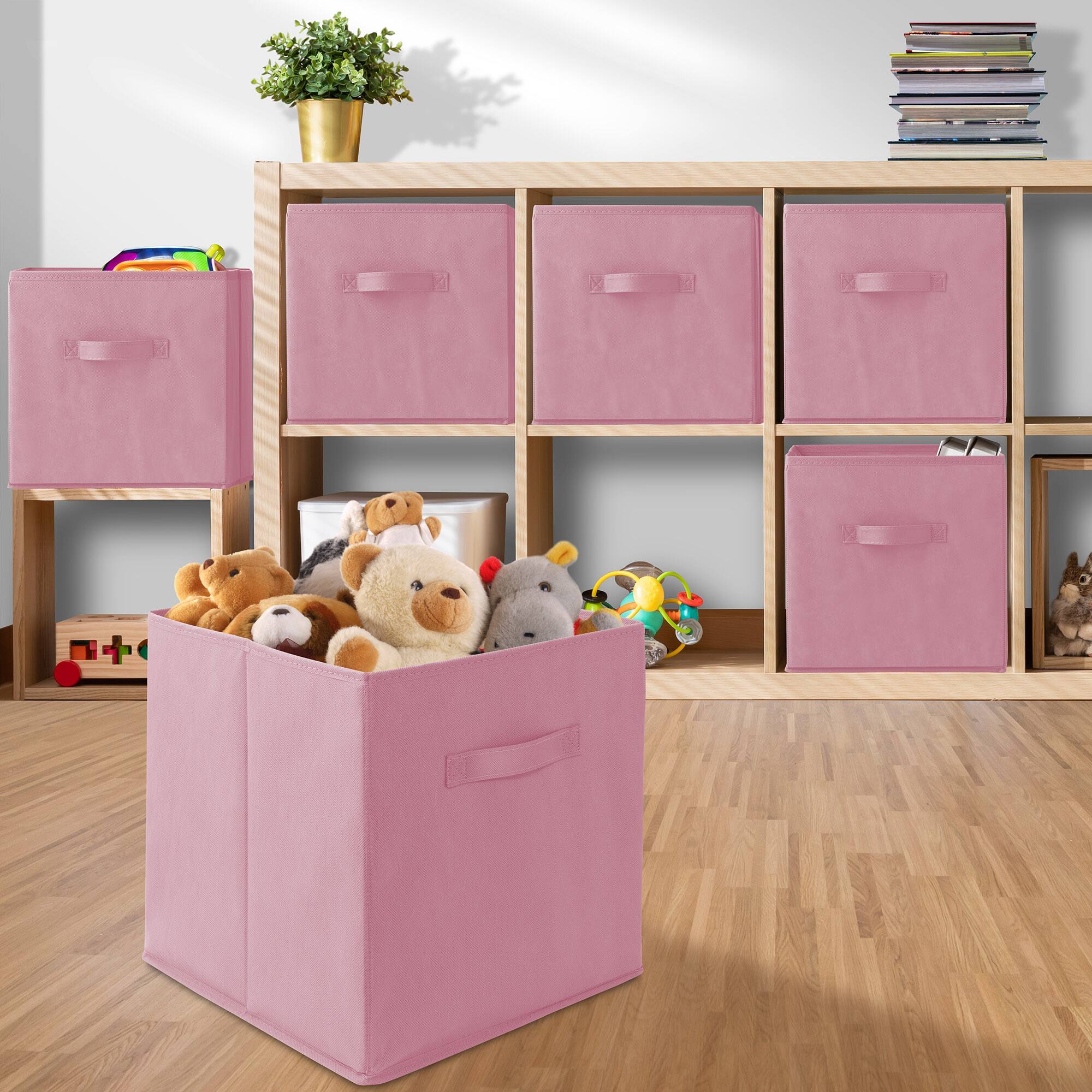 Alt View 4. Casafield - (Set of 6) Collapsible Fabric Cubes - Storage Bins - Light Pink.