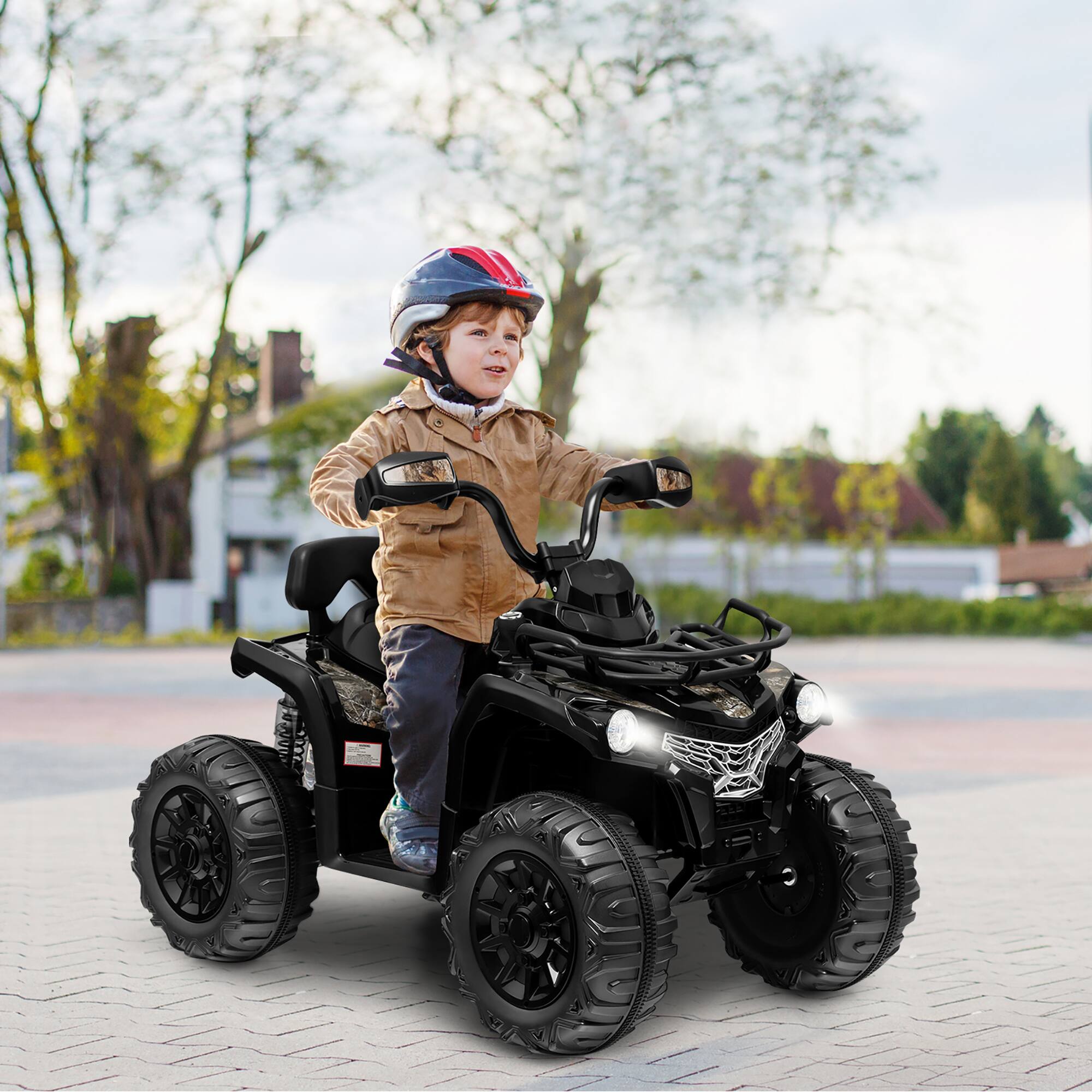 Alt View 2. Costway - Costway 12V Kids Ride On ATV Electric 4-Wheeler Quad 2 Speeds with Mp3 & Headlights - Dark Black.